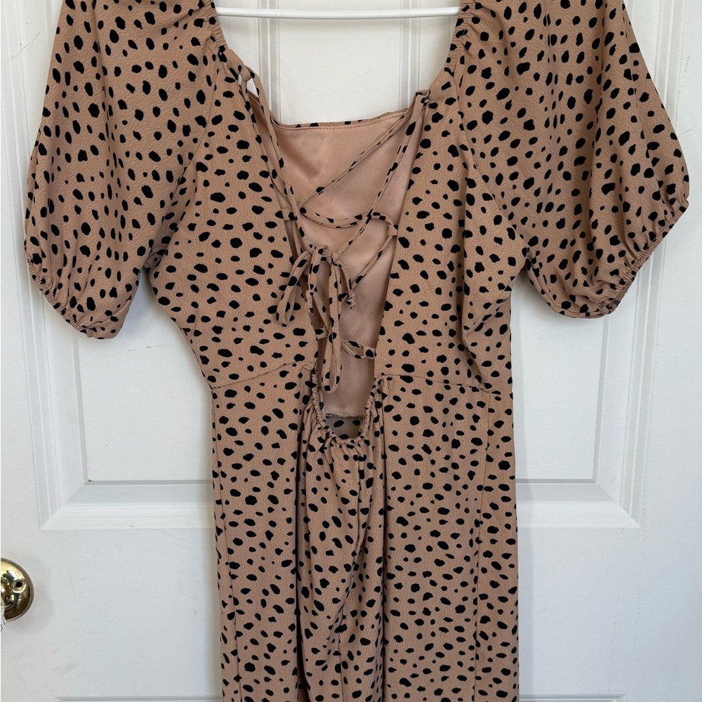 Sadie & Sage Tan Polka Dot Cheetah Dress - Picture 3 of 4